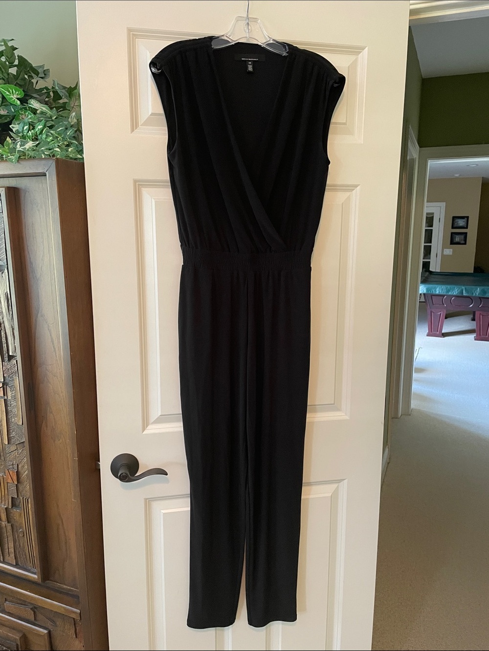 White House Black Market Black Sleeveless Surplice Jumpsuit